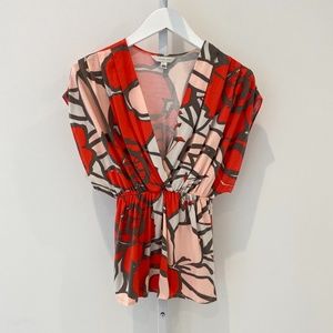 CAMPAIGNE CORAL PRINT TOP SIZE XS NWOTS!